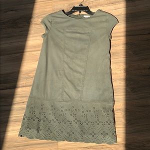 Olive faux suede shift dress